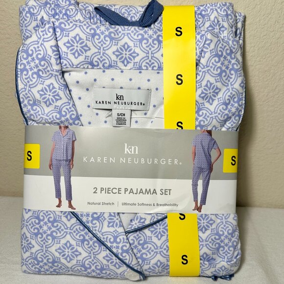 New Karen Neuburger Women's 2-Piece Natural Stretch Pajama Set Size S Blue Soft - Picture 11 of 11